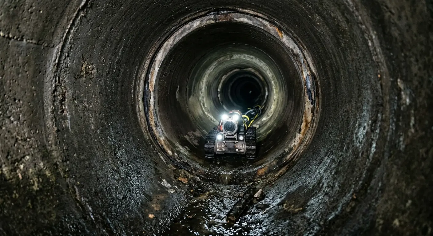 Robotic sewer camera inspecting pipe interior for Drain Snake Service in Rockcreek